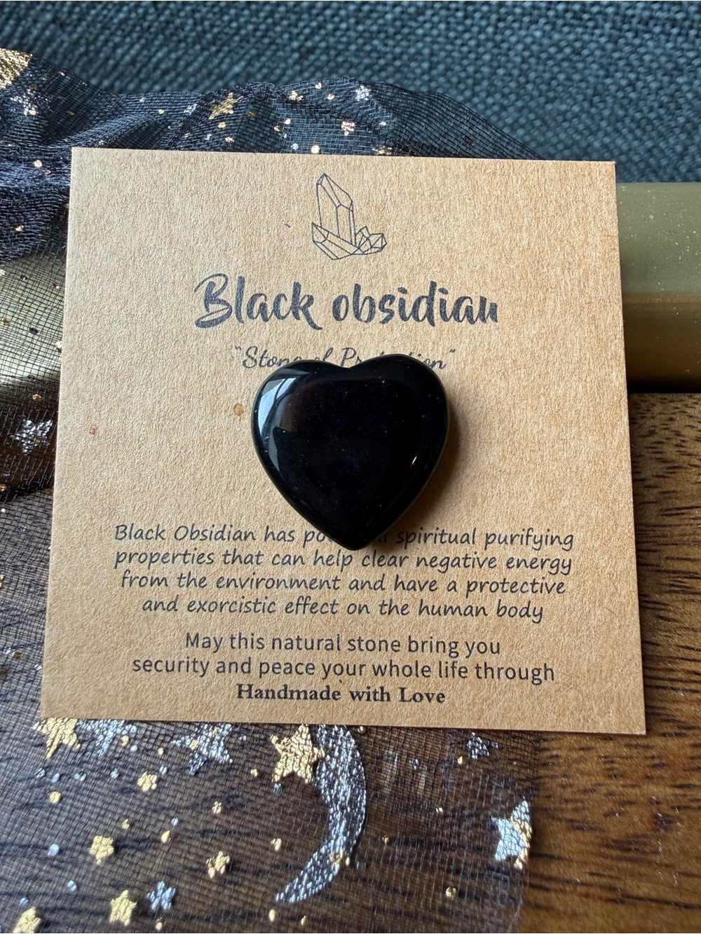 Black Obsidian Stone of Passion Heart